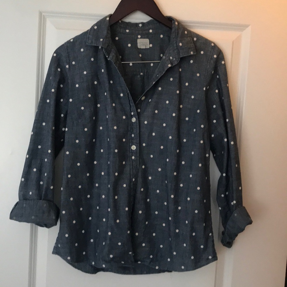 Jcrew size Small polka dot denim shirt